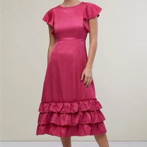 Rachel Parcell Pink Metallic Ruffle Midi Dress